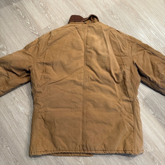 Vintage XL Carhartt Barn Coat Jacket Quilt Lined Union Brown Tan Distressed - Picture 4 of 11
